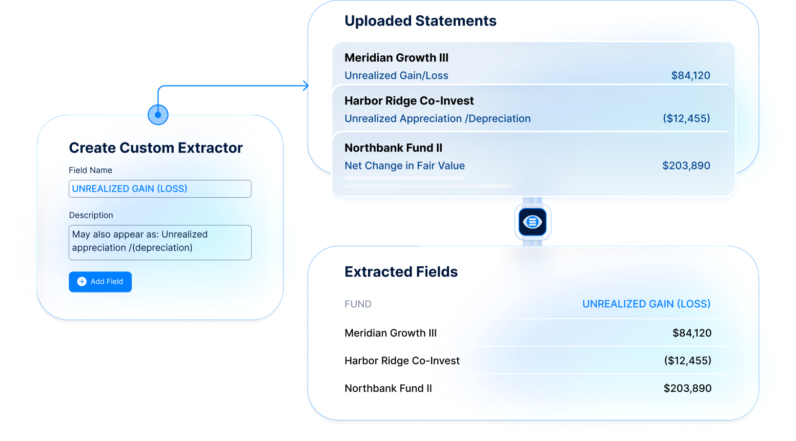 Illustrative KorScript view verifying and validating extracted data fields.