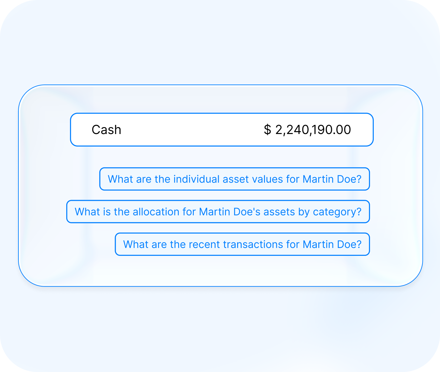 ARQA AI chat suggests smart prompts for portfolio analysis.